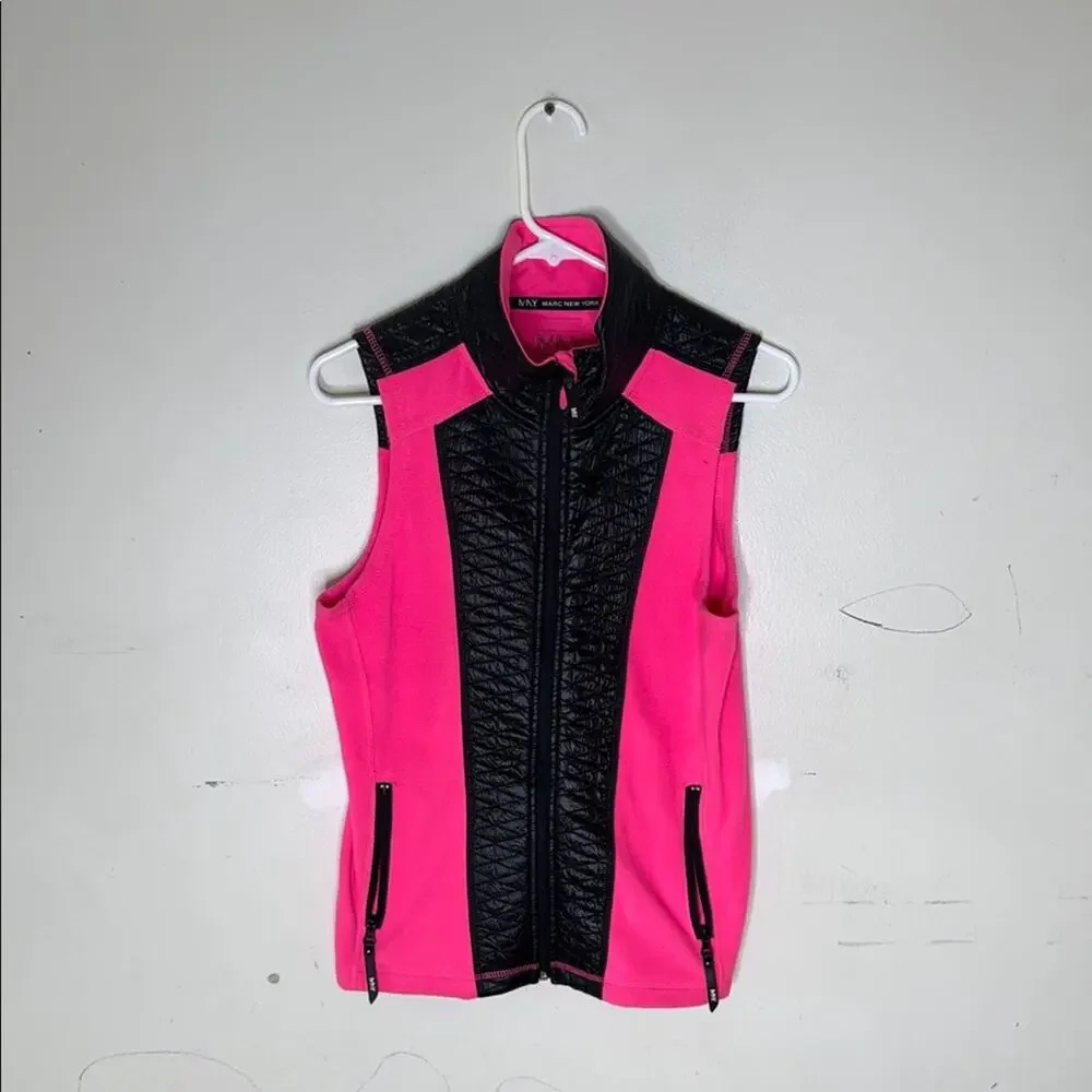 Marc New York Women's Pink and Black Fleece Vest Size Medium